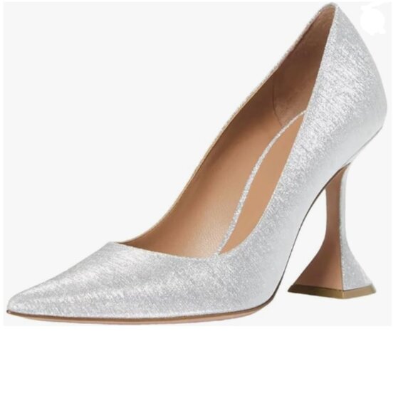 YDN Silver Pointed Toe Slip on Pumps Special High Heel Shoe for Party Prom Lady - Picture 1 of 8